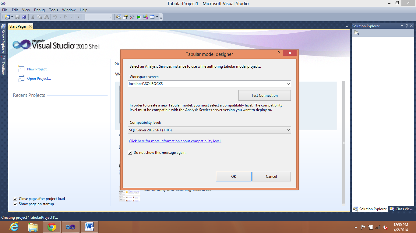 Select an Analysis Services instance' window.