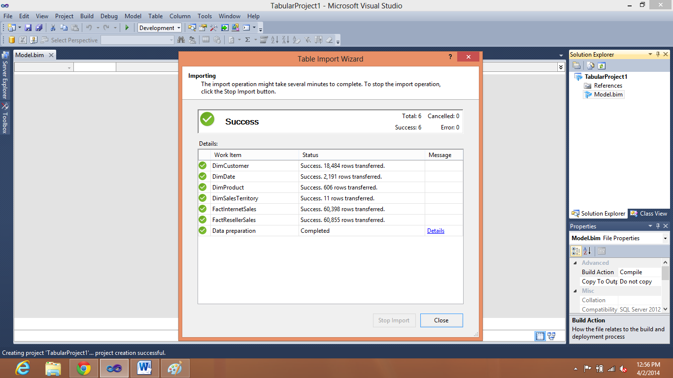 Import Wizard for Tabular Data Model.