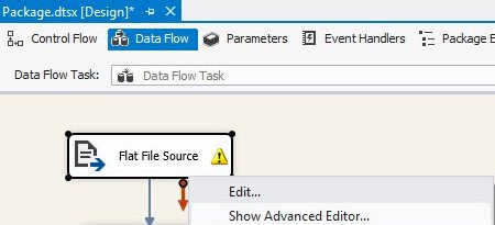 Flat File Source Error Dialog.