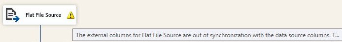 Flat File Source warning dialog.