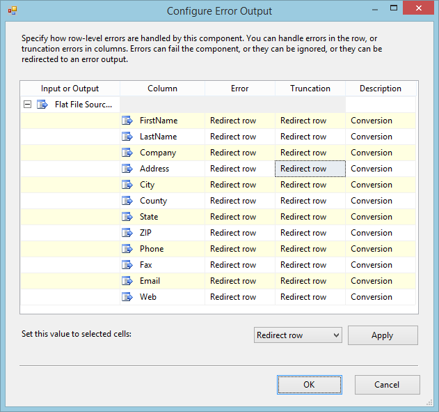 Error outputs window.
