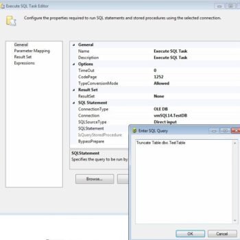 Execute SQL Task Editor.