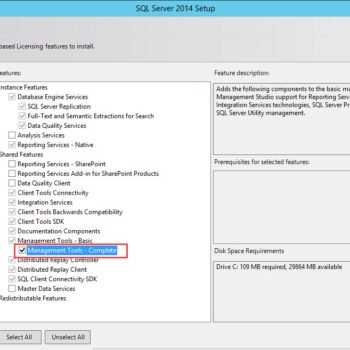 Feature Selection Window.