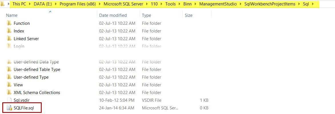 Customization of New Query in SQL Server Management Studio.
