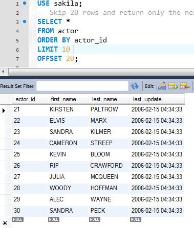 SELECT from actor.