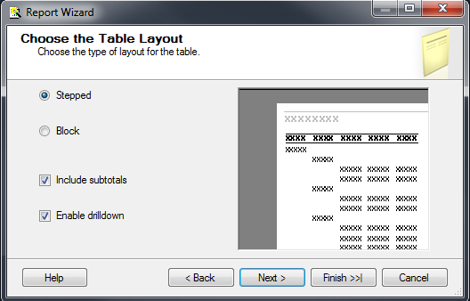 Table layout wizard.