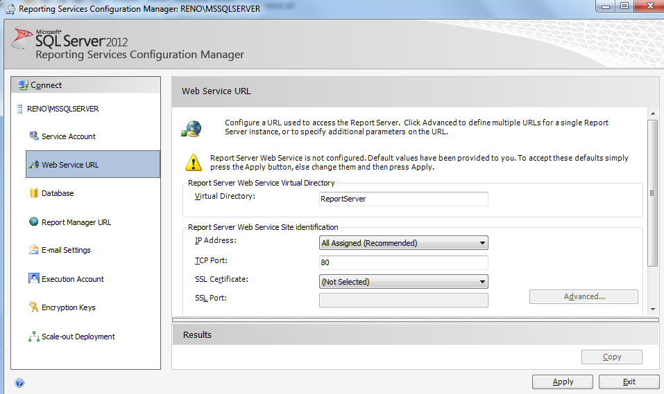 Reporting Services Configuration Manager.