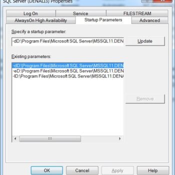 Configure sql server startup parameters.