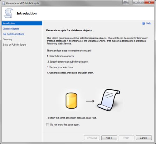 Generate Scripts Wizard.