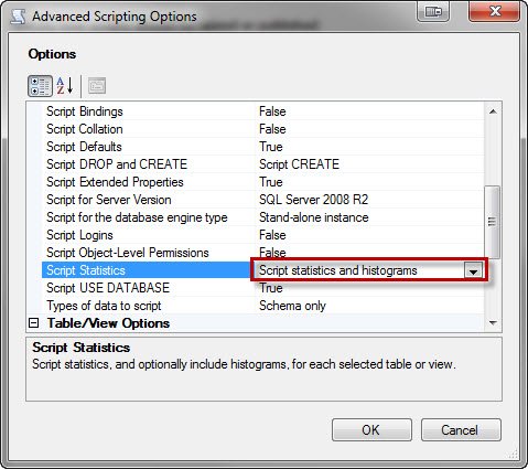 Script Statistics option.