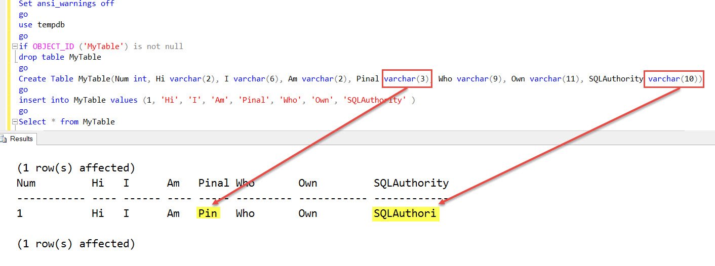 MyTable query results.