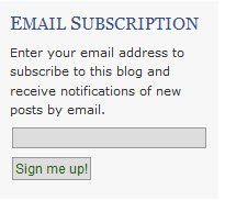 Email subscription window.