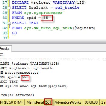 Results window in query analyzer.