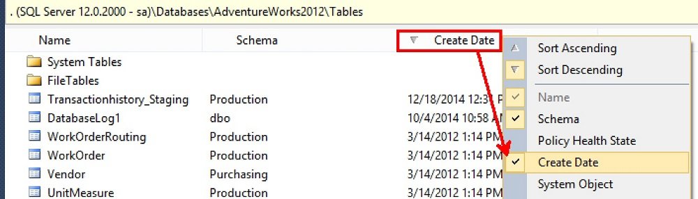 Right-click Create Date.