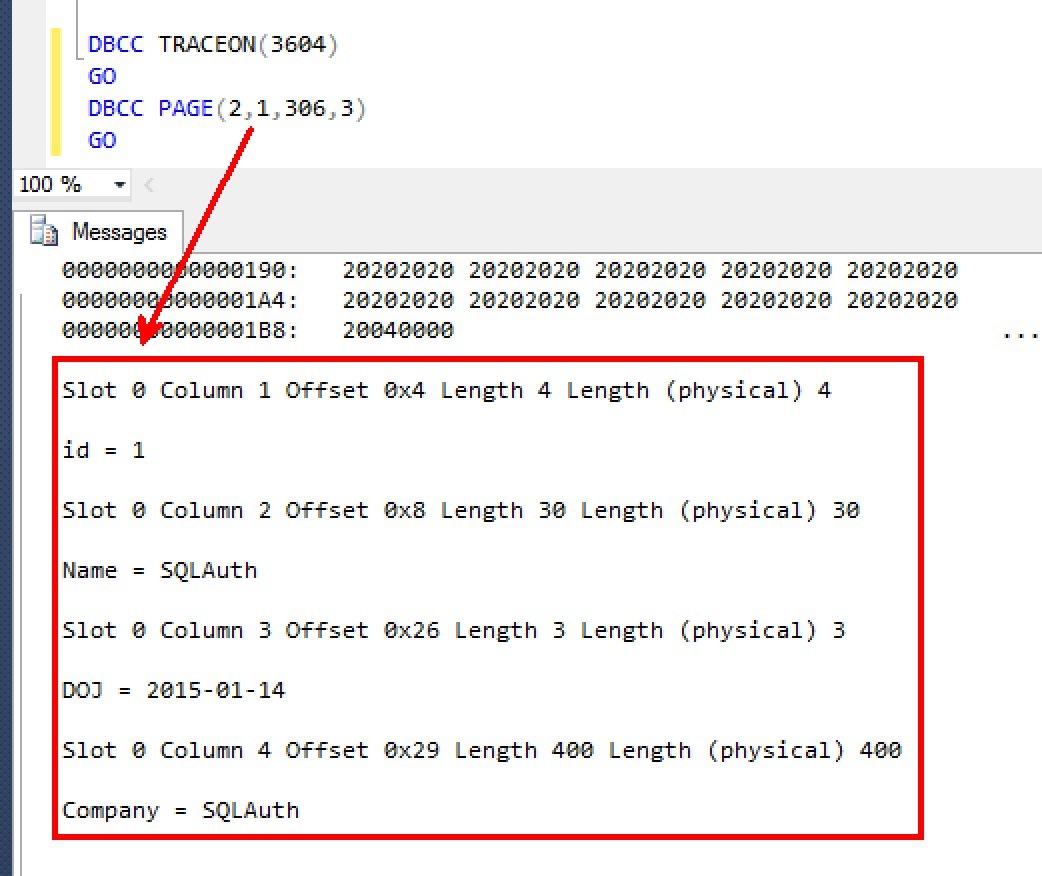 DBCC PAGE.
