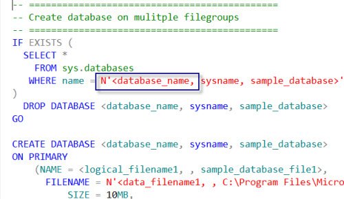 SQL Server Database Creation Query.