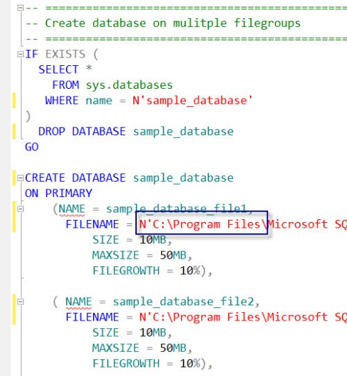 Sample database creation.