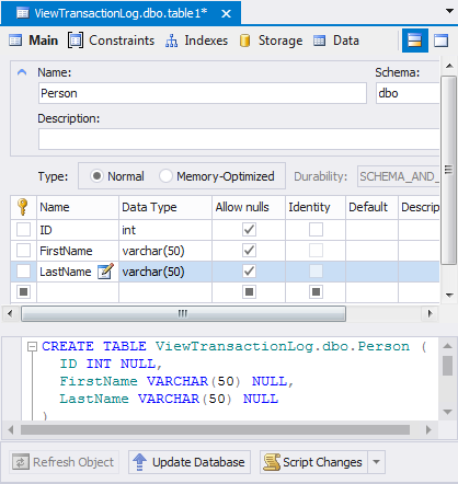 SQL Server Management Studio query tool.