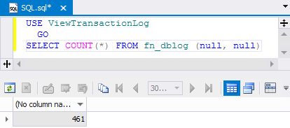 SQL query using ViewTransactionLog tool window.