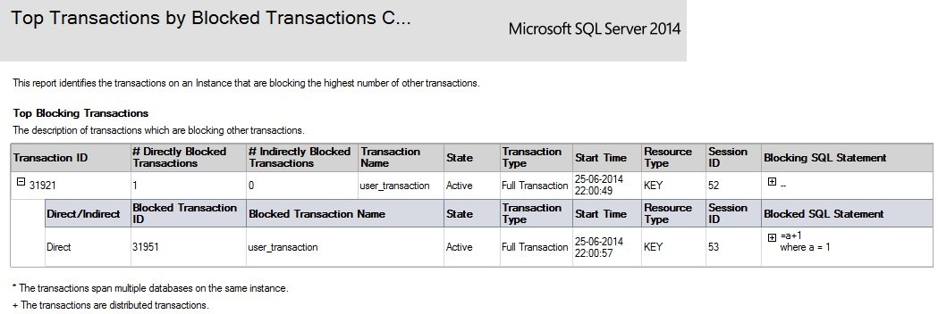 SQL Server transaction report.
