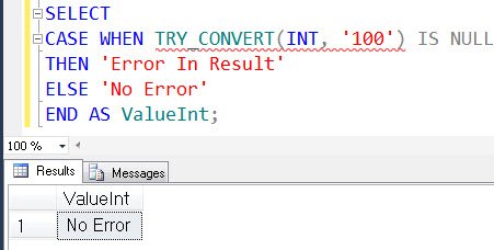 TRY_CONVERT Function Output Result.