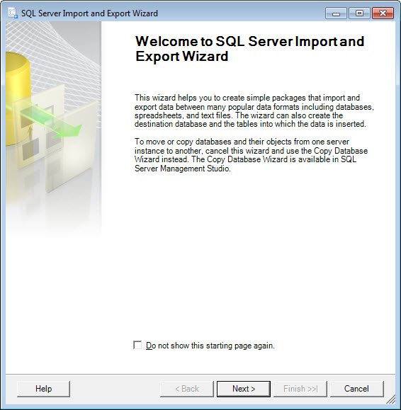 SQL Server Import Wizard.