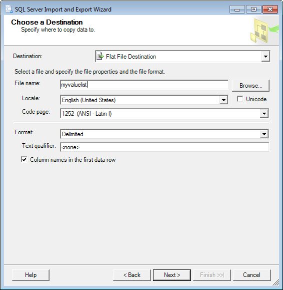 SQL server import wizard.