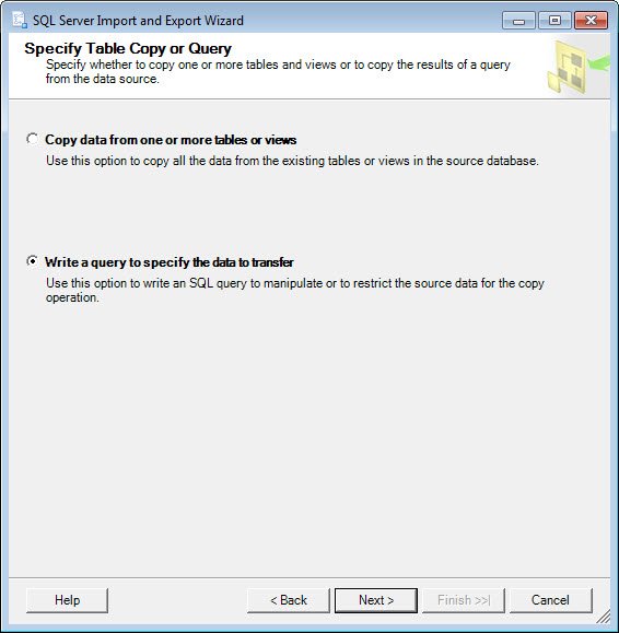 SQL Server Import and Export Wizard.
