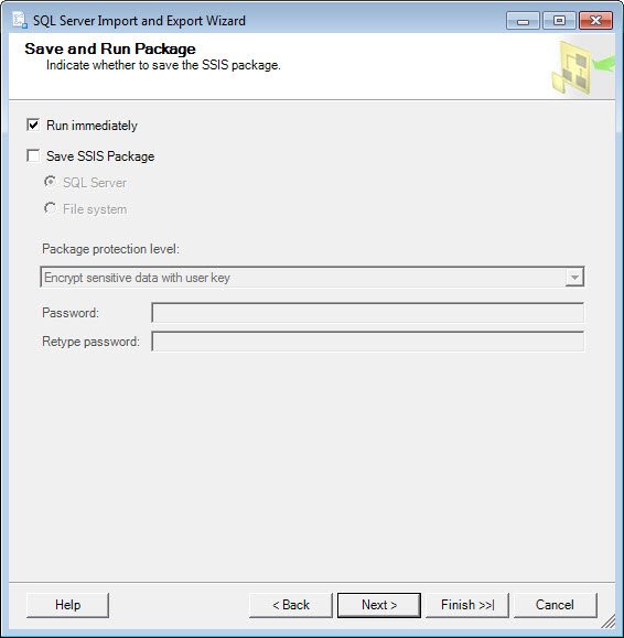 Save And Run Package Wizard.