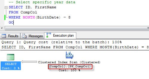 Execution plan query window.