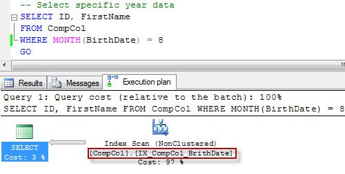 Execution plan with cost and index scan.