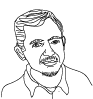 A man's face drawn in black lines.