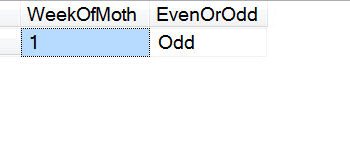 Odd week is highlighted.