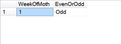 Odd week is highlighted.