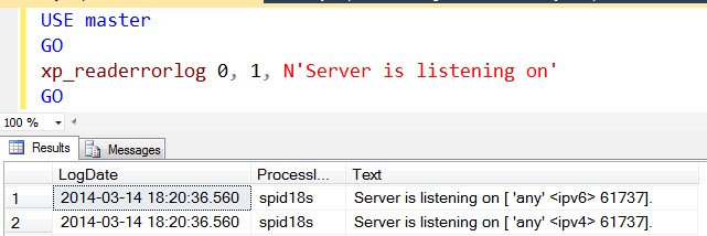 SQL Server is Listening on' window.