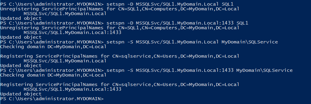 Sql command window displaying MSSQL server operations.