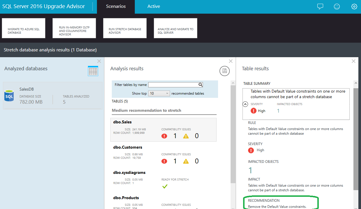 Recommendation: Remove Default Value constraints.