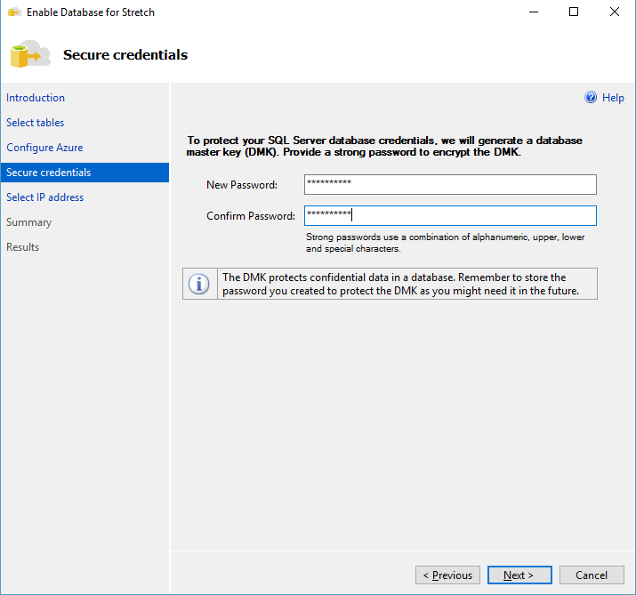 Stretch Database credentials.