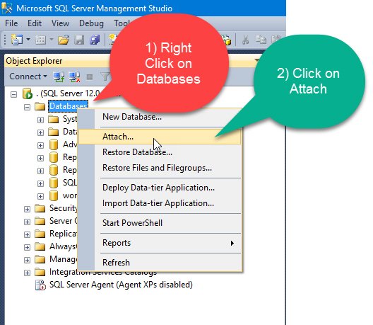 Attach dialog in SQL Server Management Studio.