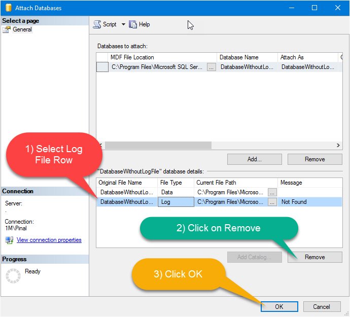 Attach databases window.