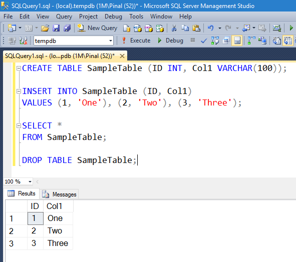 Original SQL Server complete insert script and three matching rows