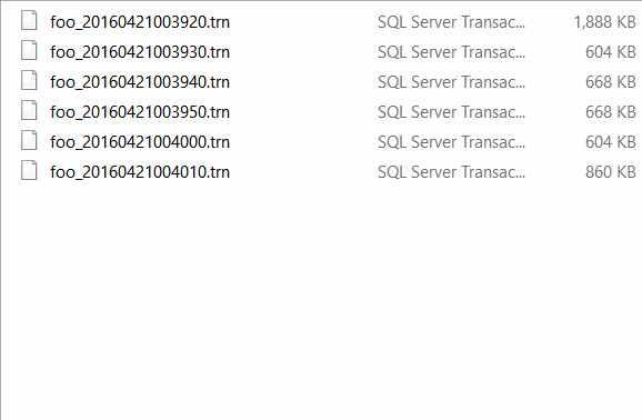 Log shipping transaction log files.