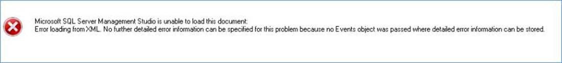 Microsoft SQL Server Management Studio error dialog.