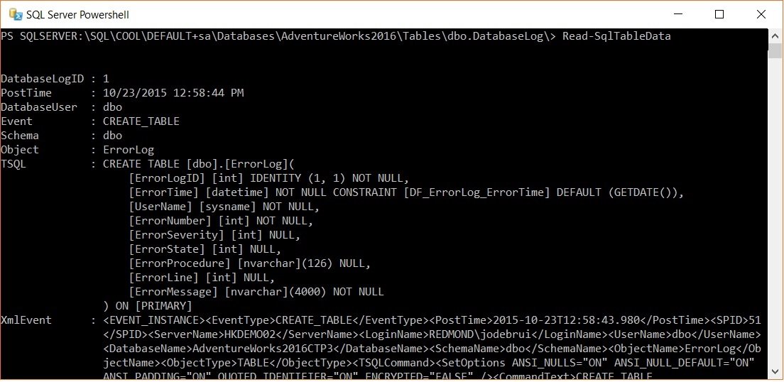 Sql server powershell window.