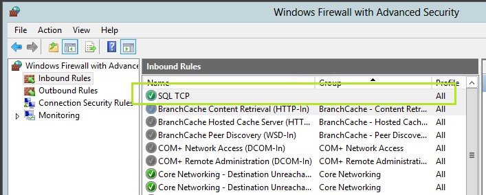 Windows firewall settings window.