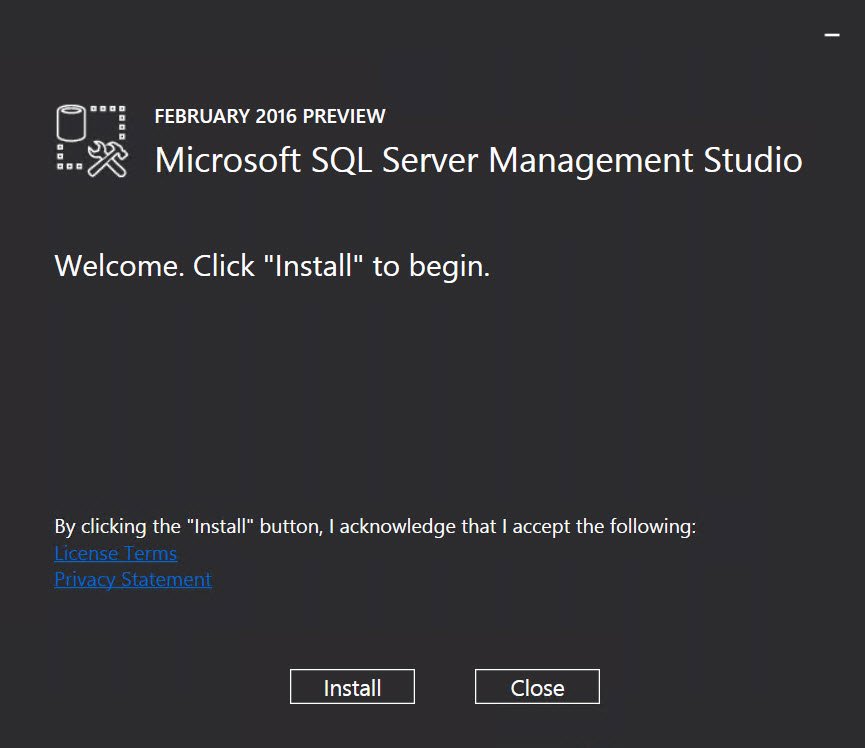 SQL Server Management Studio Install.