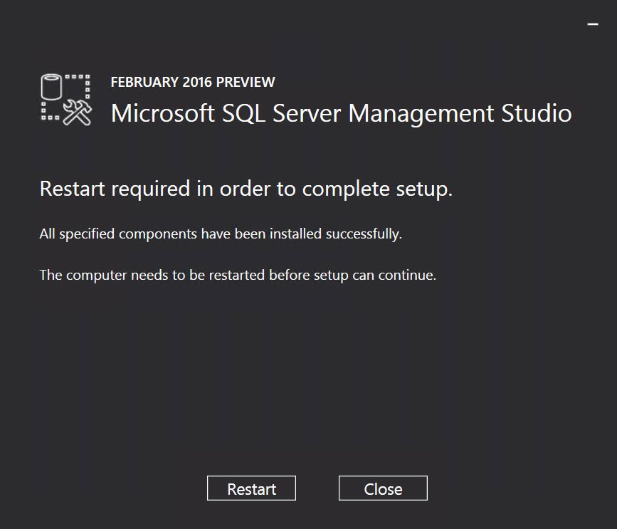 Windows restart required to complete SQL Server setup.
