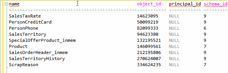 Vertical select mode query window.