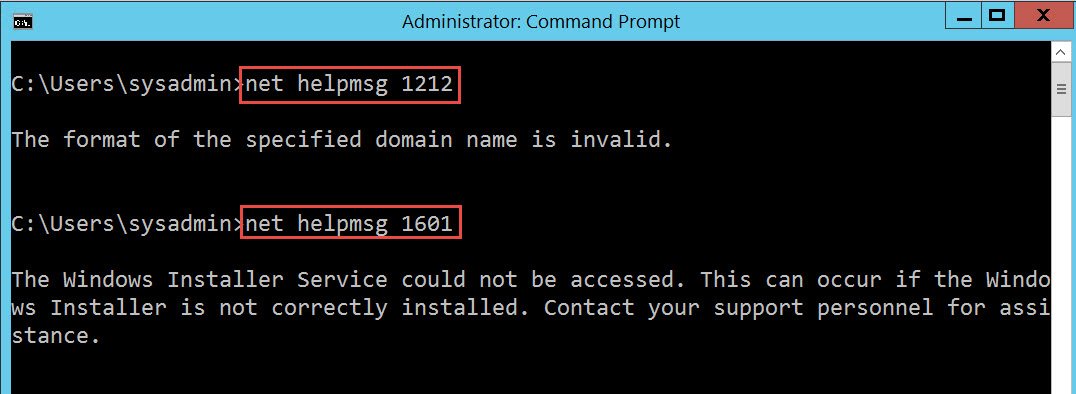 Help command showing error.