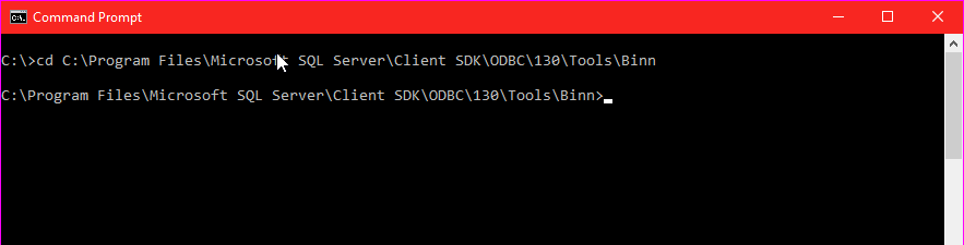 Sql Server Binn Files Command Prompt Window.